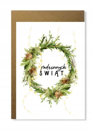 Kartka na święta z wieńcem wieniec świąteczny