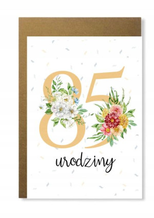 Kartka na 85 urodziny kwiatowa na prezent cyfra
