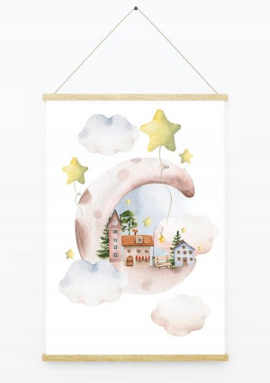 Plakat do pokoju dziecka magiczna kraina pastelowy