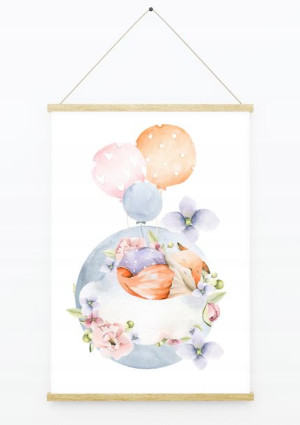 Plakat do pokoju chłopca lisek słodki pastelowy