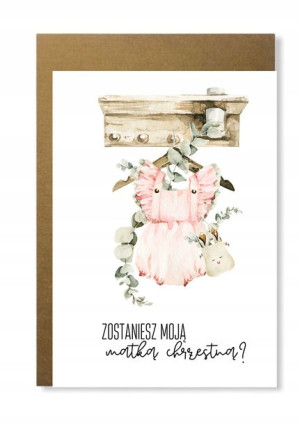 Kartka zostaniesz moją chrzestną boho dziewczynka