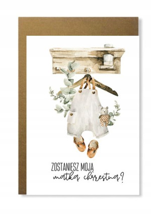 Kartka czy zostaniesz moją chrzestną boho chłopiec