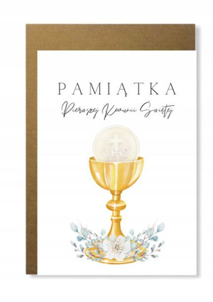 Kartka na komunię dla chłopca od chrzestnego