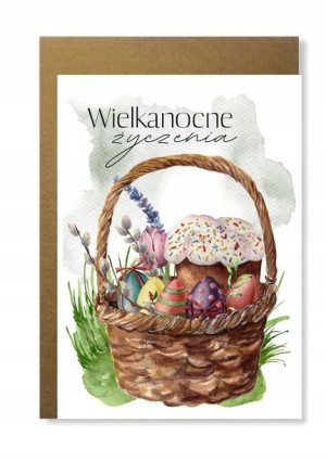 Kartka wielkanocna święconka na prezent pisanki