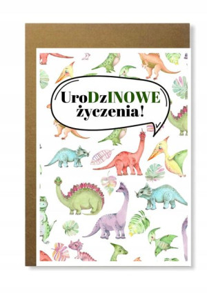 Kartka dla chłopca dinozaury na urodziny prezent