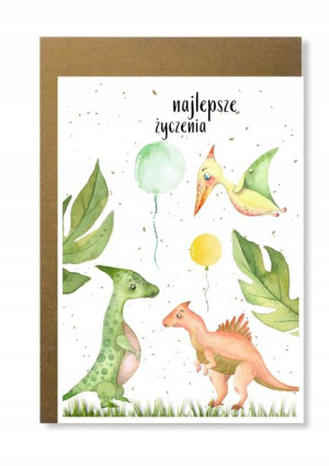 Kartka dla chłopca z dinozaurami na urodziny