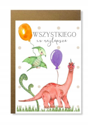 Kartka dla chłopca z dinozarami pterodaktyl