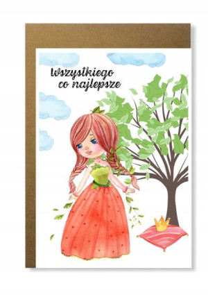 Kartka dla dziewczynki z królewną na prezent
