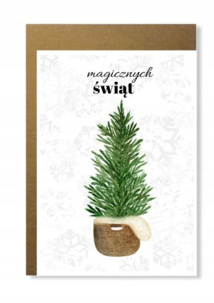Kartka świąteczna święta z choinką minimalistyczna