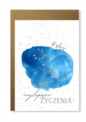 Kartka ze znakiem zodiaku konstelacje gwiazd ryby