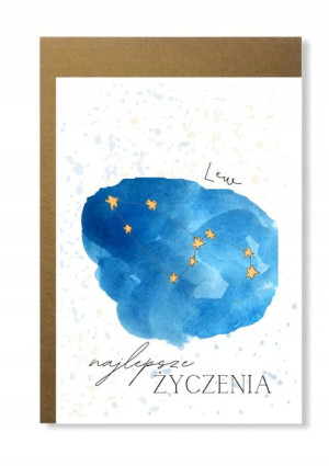 Kartka znak zodiaku konstelacje gwiazd lew prezent
