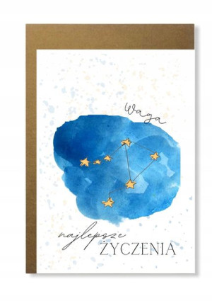 Kartka znak zodiaku konstelacje gwiazd waga
