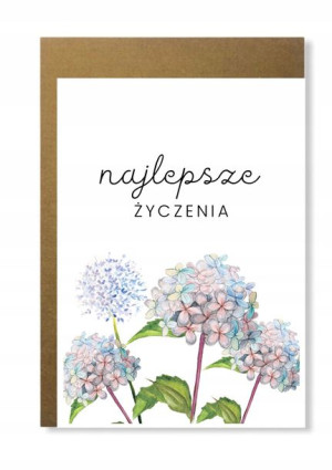 Kartka z hortensją na prezent na urodziny imieniny