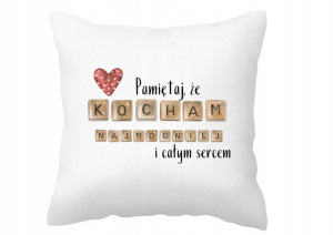 Poszewka na poduszkę na walentynki napis scrabble