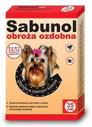 Sabunol GPI Obroża przeciw pchłom dla yorka ozdobna czarna 35cm
