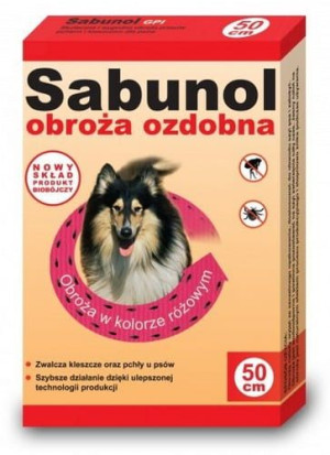Sabunol GPI Obroża przeciw pchłom dla psa ozdobna różowa 50cm