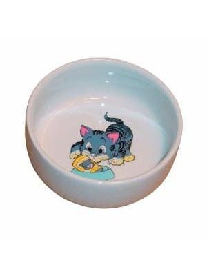Trixie Miska ceramiczna biała z kotkiem 0,3L/11cm [4009]
