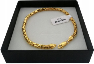 Bransoleta Splot Królewski Srebro+24k Złoto 19 Cm