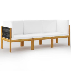 3-osobowa sofa ogrodowa z poduszkami, lite drewno akacjowe