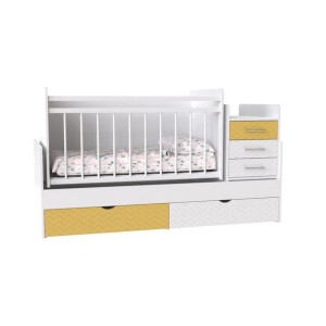Łóżko rozkładane 3w1 BINKY DS039 biurko biała alaska / żółty