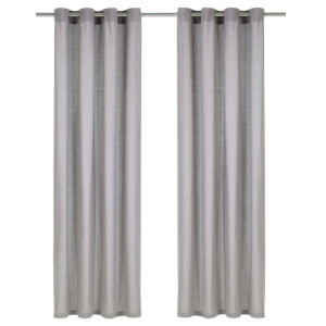 Zasłony, metalowe kółka, 2 szt., bawełna, 140x245 cm, szare