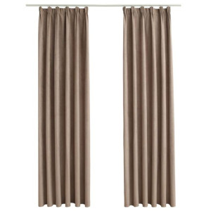 Zasłony zaciemniające z haczykami, 2 szt., taupe, 140x225 cm