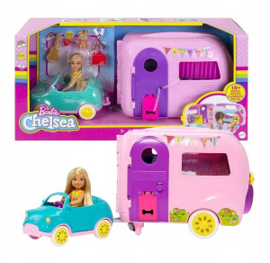 Barbie Lalka Chelsea Auto Przyczepa Kempingowa 3+