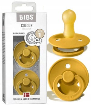 Bibs Smoczek Uspokajający Hevea Mustard 0+ S 2szt