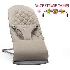 BabyBjorn, Bliss, Leżaczek + zabawka, Piaskowy Szary