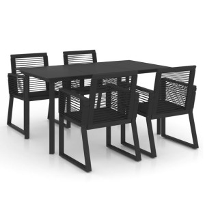 5-cz. zestaw mebli ogrodowych, rattan PVC, czarny