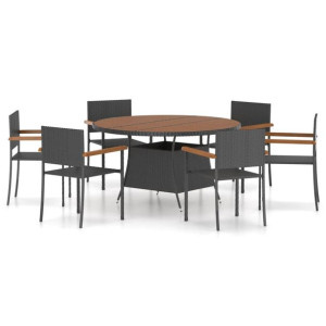 7-cz. zestaw mebli ogrodowych, rattan PE, czarny