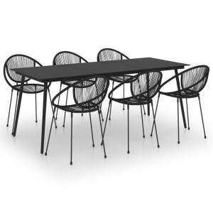 7-cz. zestaw mebli ogrodowych, rattan PVC, czarny