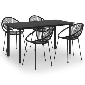5-cz. zestaw mebli ogrodowych, rattan PVC, czarny