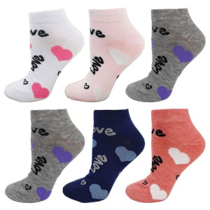 6x Skarpetki Stopki Damskie Bambus Serca 35-38