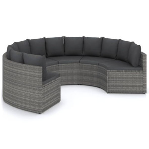 6-częściowa sofa do ogrodu, z poduszkami, polirattan, szara