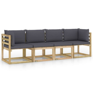 Ogrodowa sofa 4-os. z antracytowymi poduszkami