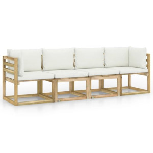 Ogrodowa sofa 4-os. z kremowymi poduszkami