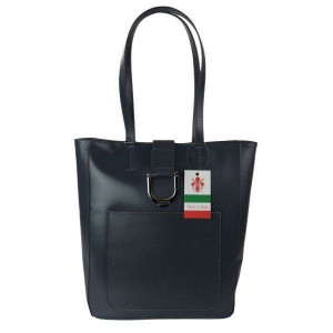 Duży shopper bag na ramię Vera Pelle , Włoska skórzana torba Szara - Grafit