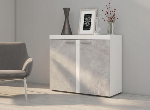Komoda z półkami RAMON 2-drzwi 97 cm BIAŁY + BETON