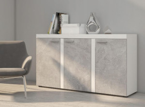 Komoda z półkami RAMON 3-drzwi 149 cm BIAŁY BETON