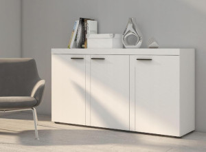 Komoda z półkami RAMON 3-drzwi 149 cm BIAŁY MAT