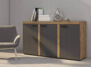 Komoda z półkami RAMON 3-drzwi 149cm LEFKAS GRAFIT