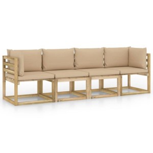 Ogrodowa sofa 4-os. z beżowymi poduszkami
