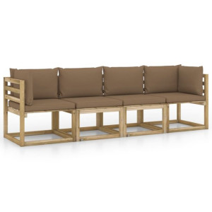 Ogrodowa sofa 4-os. z poduszkami w kolorze taupe