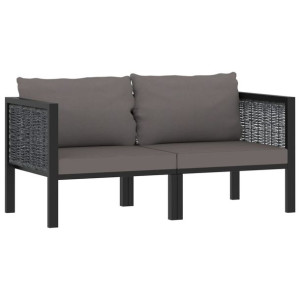 2-osobowa sofa ogrodowa z poduszkami, antracytowa, polirattan