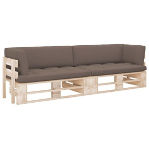 Sofa 2-osobowa z palet, z poduszkami, impregnowane drewno