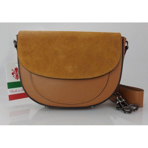 Listonoszka,chlebak,przewieszka Vera Pelle klapka zamsz Camel LVP399C