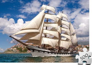 Puzzle CASTORLAND 500 el - Żaglowiec opuszczający port