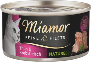 Miamor | Feine Filets Naturell | Puszka 80g - Tuńczyk z krabami 80g