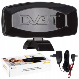 Antena Dvbt Tv Pokojowa Mocna + Wzmacniacz Kabel